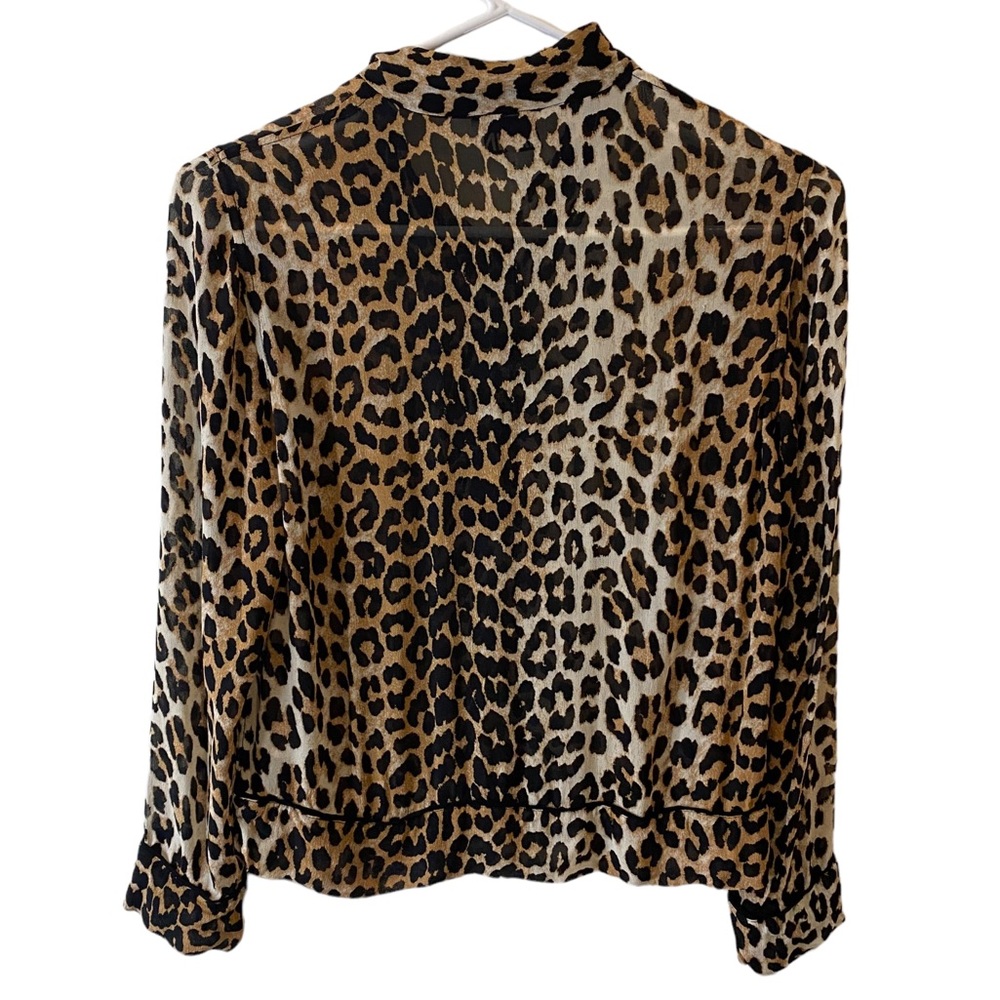 GANNI Leopard Print Georgette Long Sleeve Blouse - Picture 7 of 15